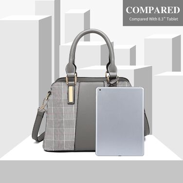 Сумка жіноча Miss Lulu середнього розміру з PU шкіри: сумка-шопер, сумка на плече для роботи, подорожей, бізнесу, сіра