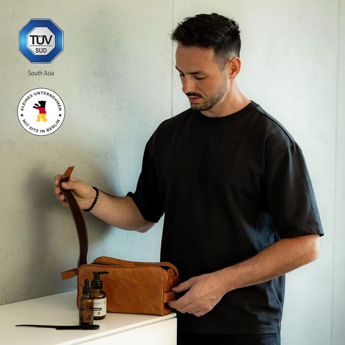 Шкіряна косметичка для подорожей Berliner Bags Vintage Kulturbeutel Tim XL, унісекс несесер для аксесуарів та гігієни, коричневий
