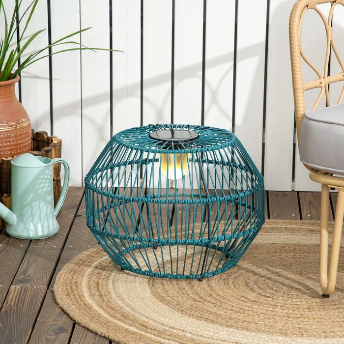 Outsunny Solar Path Light Garden Lamp Waterproof Path Light with Light Sensor Automatic LED Drum Design for Balcony & Terrace, Green