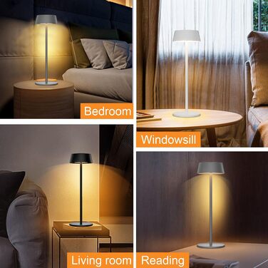 Акумуляторна LED настільна лампа K-Bright з димером, тепле світло 3000K, водонепроникна, для дому та вулиці, USB-C, чорна (2 шт)