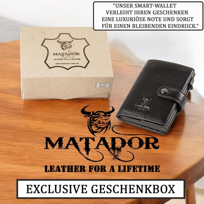 Гаманець Matador Slim Miami RFID захист – шкіряний картхолдер з механізмом висування карт, міні-гаманець чоловічий з монетником, Nappa чорний