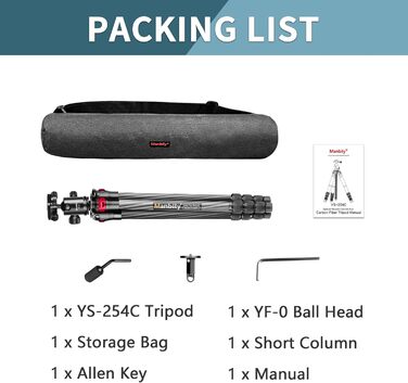 Штатив Manbily 63' з вуглецевого волокна з кульковою головкою 360° - монопод для подорожей, знімний хват, швидка пластина - штатив для DSLR Canon Nikon Sony YF-0 з хватом