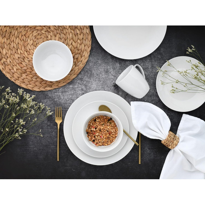 CreaTable Серія Luna Weiss: 12-Piece Geschirrset для 6 осіб, Porzellan, підходить для миття в посудомийній машині та мікрохвильовій печі