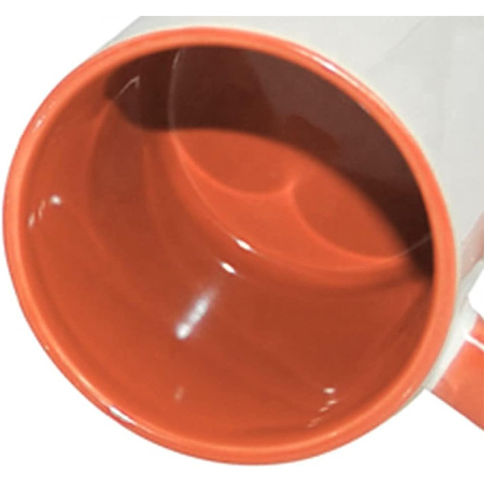 MR.R Set of 6 Sublimation Blanks, Dishwasher Safe, White Ceramic Mug, Porcelain, Coffee Mug with Inner Handle, Orange Color, Round Handle, 11 Ounces, for Heat Transfer Printing