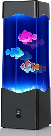 SENCU Aquarium Lamp, Lava Lamp Kids Room Reading Lamp Water Column with Fish USB Powered/Battery Operated Mood Light Fantasy, Night Light Living Room Decor Bedroom (Black)