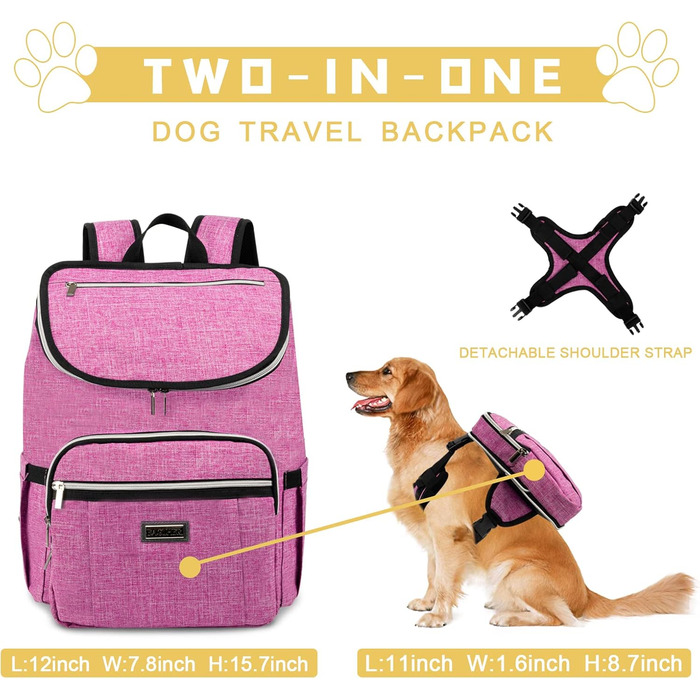 BAGLHER Рюкзак для собак, рожевий - зручний для подорожей