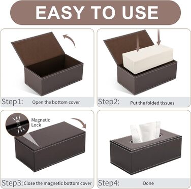 Коробка для серветок прямокутної форми KINGFOM™ для дому, офісу, авто (білий, коричневий)