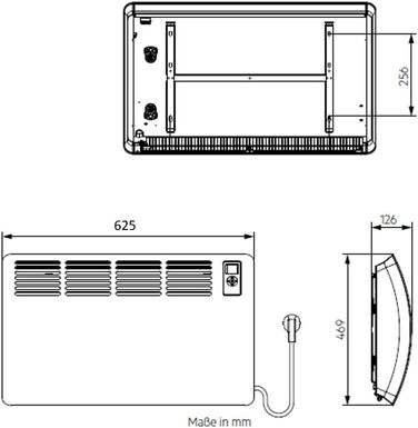 Настінний конвектор AEG WKL 2005, 2000 Вт, для приміщень до 20 м², з LC-дисплеєм, тижневим таймером та металевим корпусом, 236535