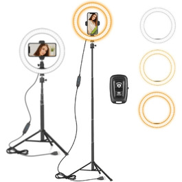 Ring Light AIXPI 10 з регулюванням яскравості, штативом та тримачем для телефону – для YouTube, фото та відео