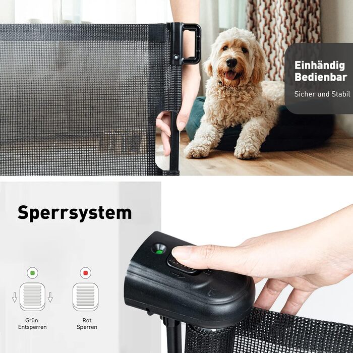 Захист для сходів: розтяжний захист від падіння для дітей та домашніх тварин (140 см, чорний)