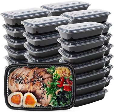 WUHUIXOZ 50-Piece 32oz Meal Prep Containers with, Premium Reusable Containers for Meal Prep Lunchbox with Lid, Microwave, Freezer, Dishwasher Safe