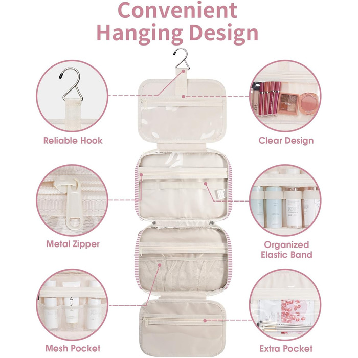 Narwey Косметичка для дівчаток з сіткою, велика, зелено-сіра, з смугами, модель Y