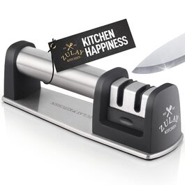 Точилка для ножів Zulay: для прямих та зубчастих лез, з кераміки та вольфраму. Ручна заточка ножів, для кухні та кишенькових ножів. 2-ступенева точилка для стільниці.