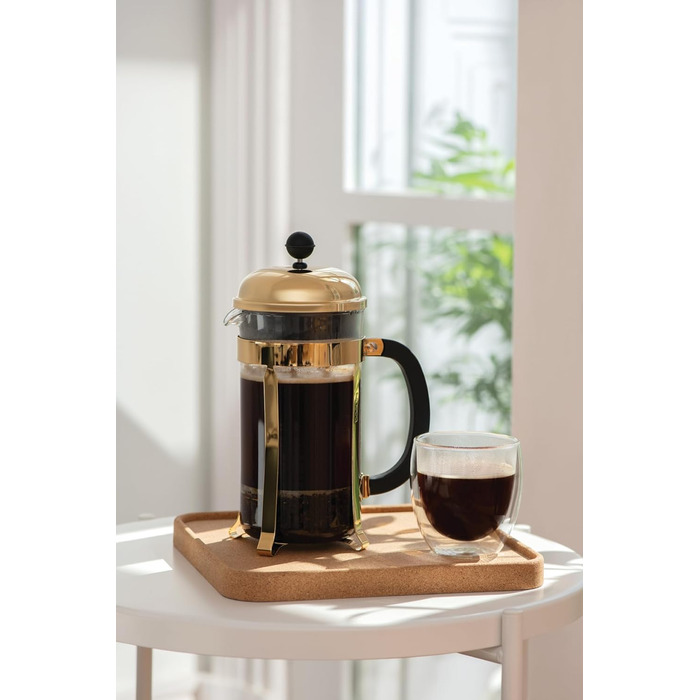 Bodum French Press Chambord 1L - Френч-прес для кави з нержавіючої сталі та скляної колби, 8 чашок, BPA-free, Made in Portugal