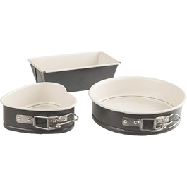 Dr. Oetker Mini Cake Tins Set EXCLUSIVE, cake tins with ceramic-reinforced non-stick coating, cake molds for various cakes, Grey-Brown/Crème, Quantity: 1 x 3-piece set