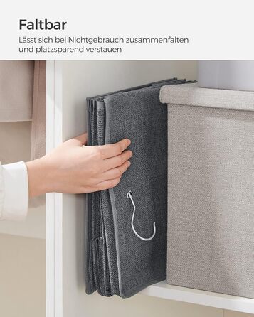 Органайзер для шафи SONGMICS, розкладний, сірий, з металевими гачками та бамбуковими вставками