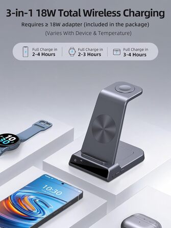 Бездротовий зарядний пристрій для Samsung Galaxy S25 Ultra, S24, Z Fold 6, Z Flip 6, Watch Ultra/8/7/6, Buds - чорний