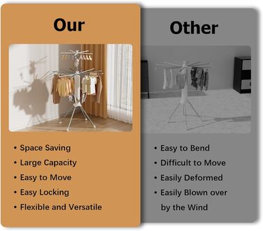 Сушарка для білизни Turm Octopus з 6 крил, 2 бічні крила, 3 яруси, сіра