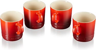 Le Creuset 4-Piece Stoneware Mug Set, 350 ml each, Cherry Red, 79113350600000