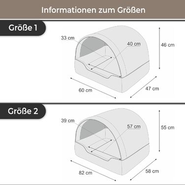 Ліжко для собак Inari: хатинка-ліжко з дахом, 82x58 см, графіт