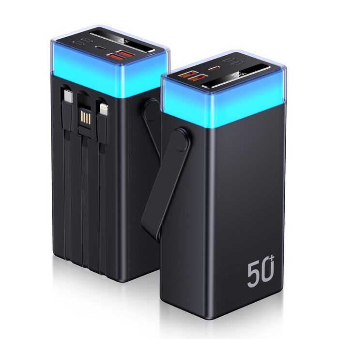 Power Bank CUZAR 50000mAh з USB-C PD 22,5W, 5 виходів та 2 входів, чорний