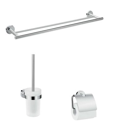 Тримач для туалетного паперу Hansgrohe Logis Universal, настінний, приховане кріплення, хром, комплект аксесуарів (3 шт), 41726000