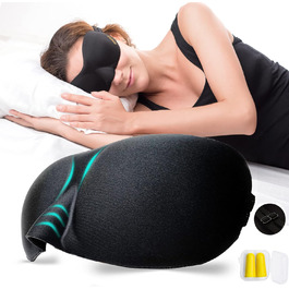 Маска для сну EMPO з м'якої пам'яті (Memory Foam), 3D, з регульованими ремінцями та берушами