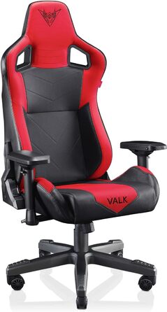 Ігровий крісло VALK Gaia з підлокітниками 4D, газовою амортизатором класу 4, регульованою спинкою 160º та штучною шкірою (Червоний)