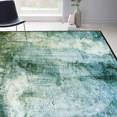 Великий килим 200x300 см для вітальні, дитячої, блакитно-зелений, сучасний, абстрактний, з антиковзаючою основою