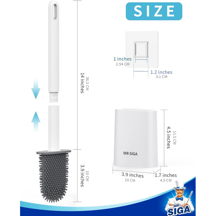 Набір щітки для унітазу та тримача MR.SlGA, настінний монтаж, компактний дизайн, білий, 2 шт.