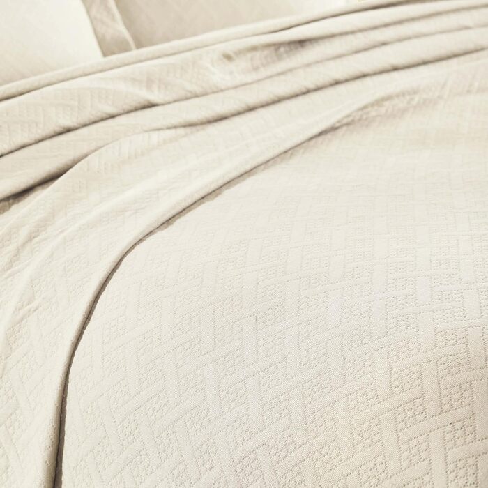 Покривало на ліжко з наволочками з бавовни, повний розмір (Twin, слонова кістка)