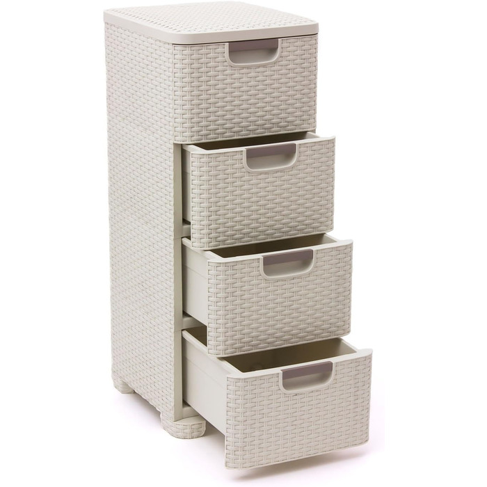 Комод CURVER STYLE з 4 шухлядами, поліпропілен, кремовий, 33x38x79 см
