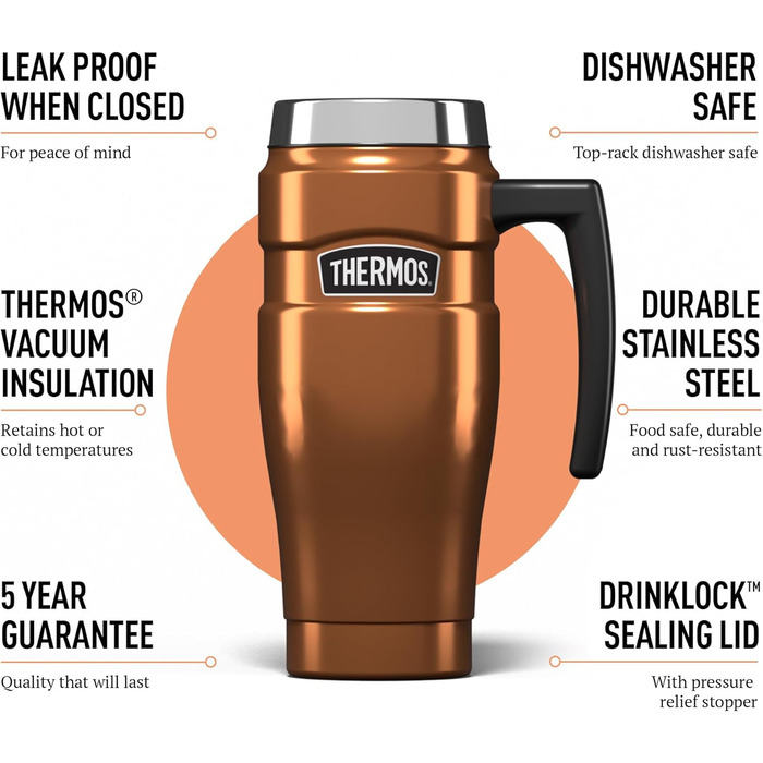 Термос König Travel Mug з нержавіючої сталі - Матовий чорний (470 мл)