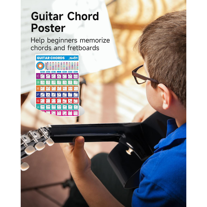 Акустична гітара Moukey для початківців, дітей, підлітків та дорослих, 38 дюймів, чорна, комплект з аксесуарами