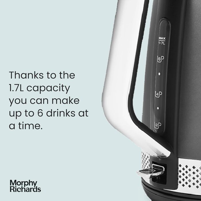 Електричний чайник Morphy Richards Illumination з нержавіючої сталі, 1.7 л, Титан
