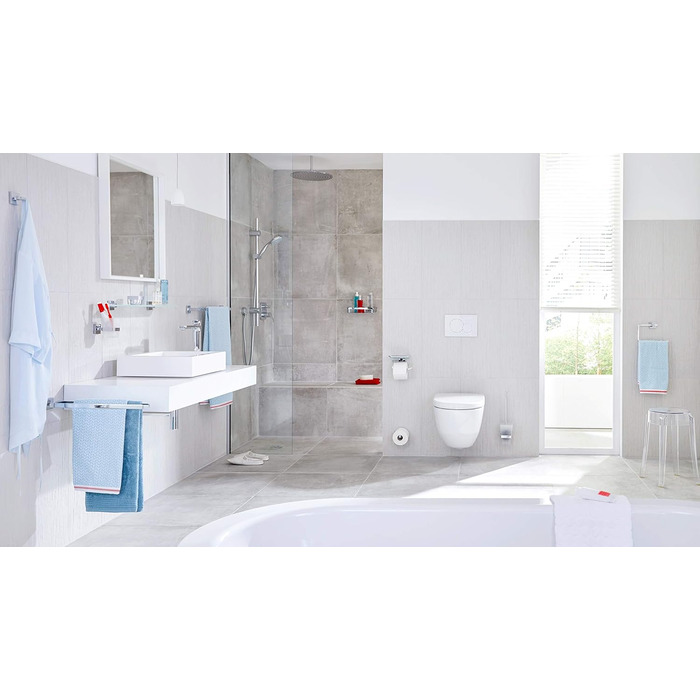 tesa DELUXXE Soap Dispenser Set, Frosted Glass and Chrome-Plated Metal - Wall-Mountable Liquid Soap Dispenser without Drilling, incl. Adhesive Solution - 73mm x 192mm x 115mm