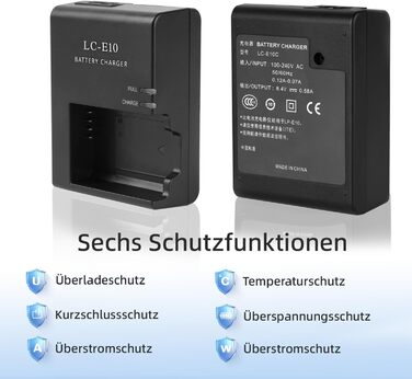 Зарядний пристрій для акумулятора Canon LP-E10/LC-E10C/LC-E10/LC-E10E (сумісний з EOS Rebel T7, T6, T5, T3, T100, EOS 4000d, 3000d, 2000d, 1500d, 1300d, 1200d, 1100d, 1100dkiss)