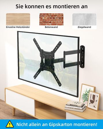 Настінне кріплення для телевізора HOME VISION поворотне, нахильне 26-55 дюймів до 40 кг, VESA 400x400, LED/LCD/OLED/Curved