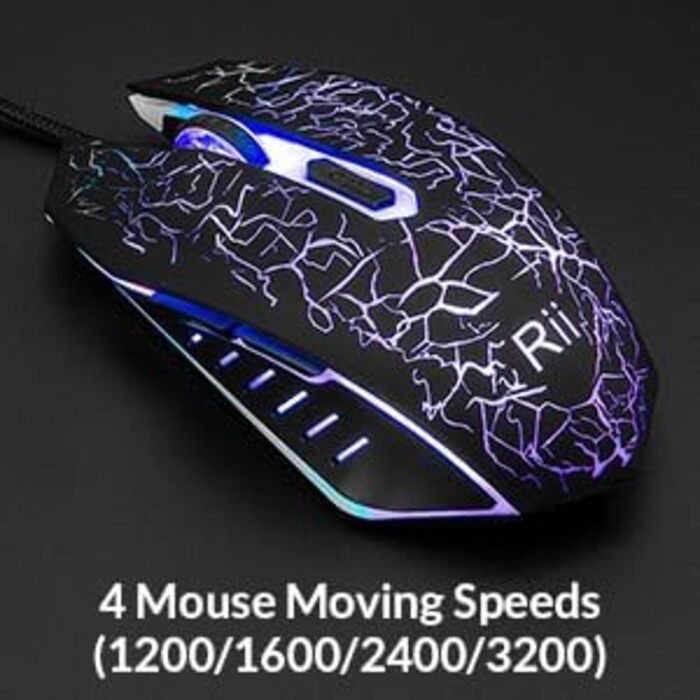 Rii Комплект клавіатури та миші для геймінгу та офісу, RGB підсвічування, сумісний з ПК (DE-розкладка, чорний)