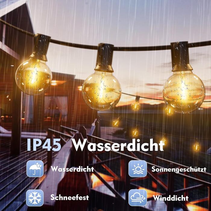 LED гірлянда Yuusei 60м з 100+4 лампочки (тепле світло), IP45, для дому та саду