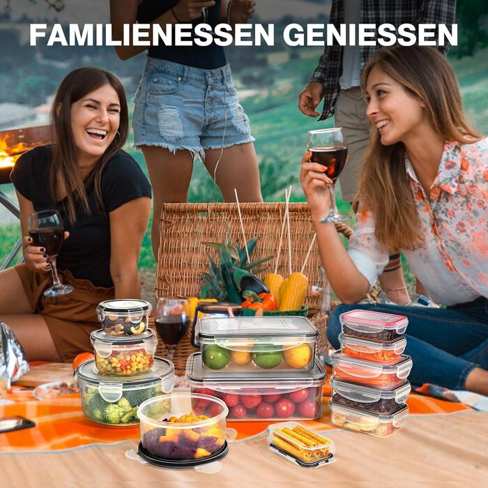 Набір контейнерів для зберігання YASHE SE-38PCS: 19 контейнерів та 19 кришок, BPA-Free, для кухні
