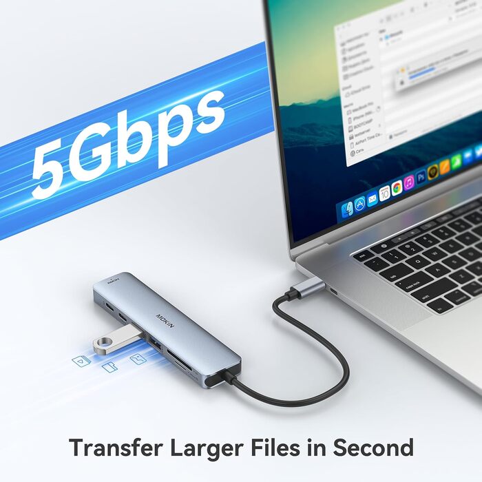 MOKiN USB-C хаб 6-в-1: HDMI 4K, 2xUSB 3.0, USB 2.0, SD/MicroSD, для MacBook, XPS та інших пристроїв