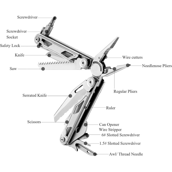 Мультитул SQT 18-в-1: професійний мультиінструмент з плоскогубцями, ножем та з нержавіючої сталі для DIY, ремонту та кемпінгу. Подарунок для чоловіків SQT2038-5