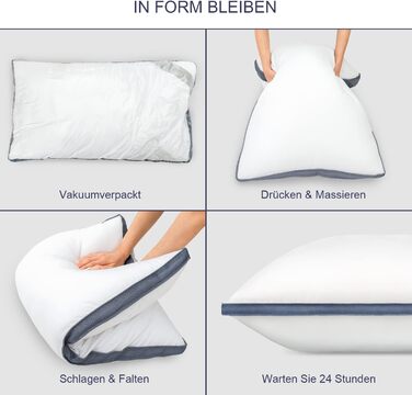 BedStory Pillow 40x80, 2-Pack 40x80 Pillows, 2x850g 100% Microfiber, Supportive, Breathable Sleeping Pillow, Suitable for Side Sleepers, Back Sleepers, and Stomach Sleepers, White 2 Pieces (1 Pack) White+Blue