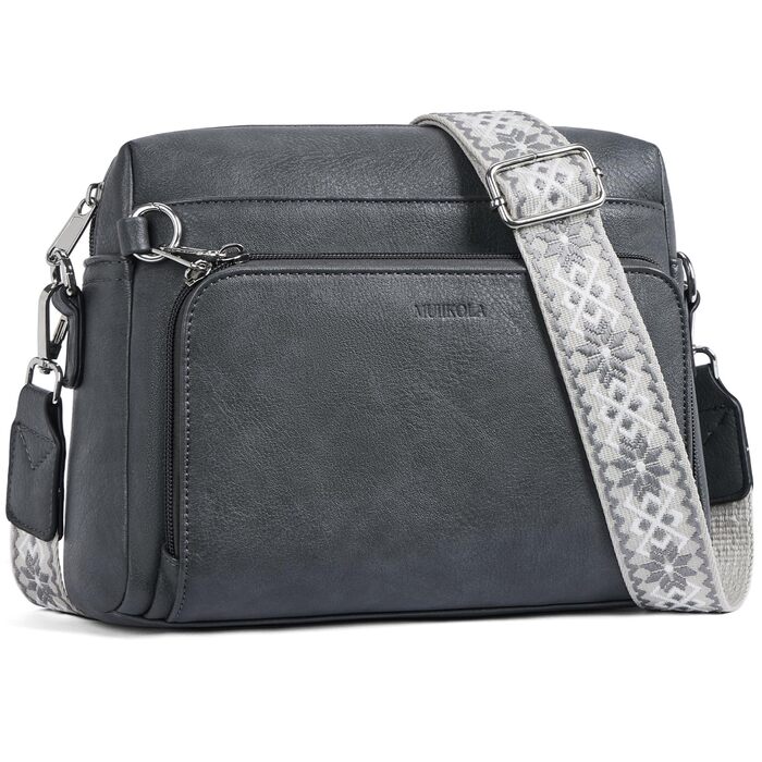 Сумка жіноча через плече MUIIKOLA кросбоді, екошкіра, регульований ремінець, темно-сіра (C-dunkelgrau)
