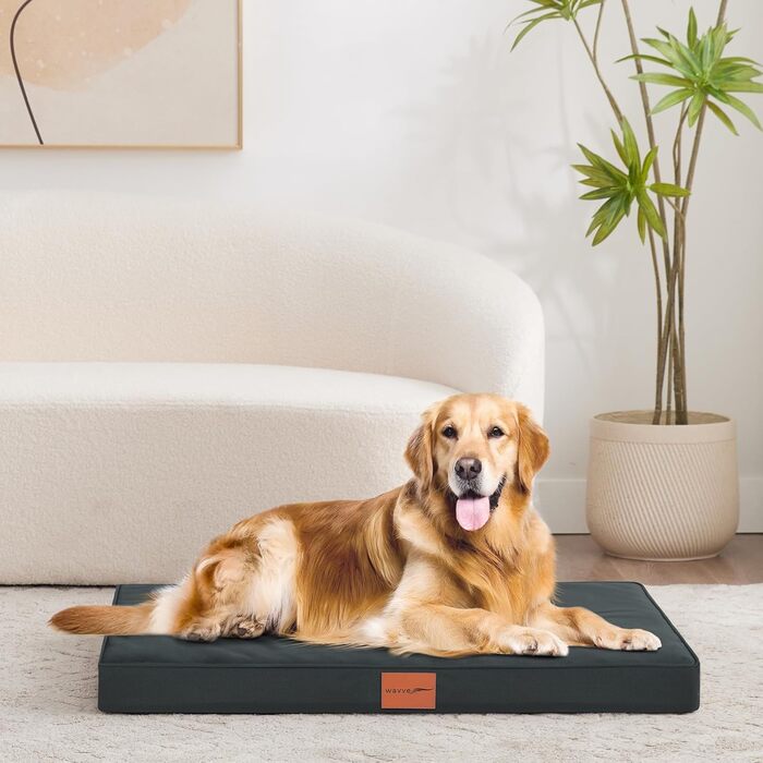 Orthopedic Dog Bed, Dog Sofa with Egg Crate Foam for Large Dogs, 112 x 81 cm, Removable and Washable, Non-Slip Bottom, (L 91 x W 69 x H 8 cm, Grey)