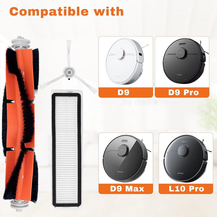 Комплект аксесуарів Dreame D9/D9 Max/D9 Pro/L10 Pro (12 шт): головні та бічні щітки, фільтри, інструменти для чищення