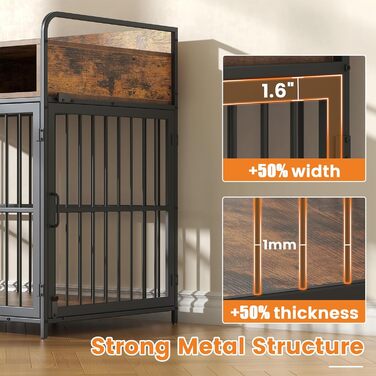 Клітка для собак великих порід, дерев'яна будка для дому, стіл-клітка з ящиками, міцна переносна клітка, 102,9 x 59,2 x 89,9 см