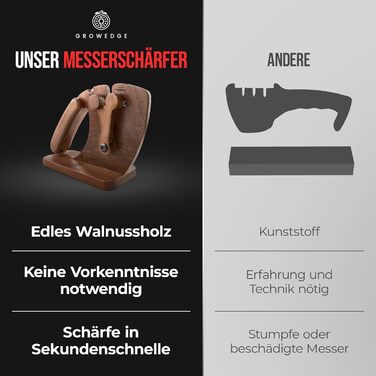 Точилка для ножів Messerschärfer з горіховим корпусом | Для гладких та хвилястих ножів | З керамічним точилом | Точилка для ножів, ножиць та секаторів