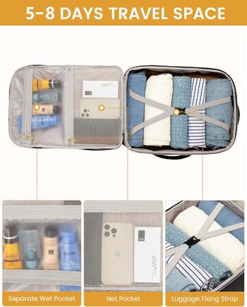 LOVEVOOK Рюкзак для ручної поклажі, 40L, водонепроникний, для ноутбука 17 дюймів, Easyjet, для подорожей, роботи, трекінгу, оливково-бежевий (18 дюймів, A-чорний)